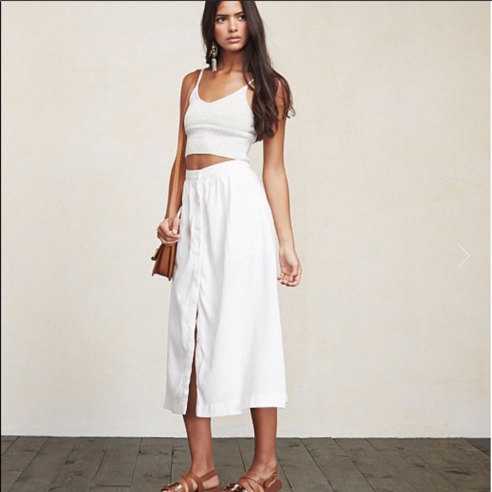 Reformation White Ventura Skirt
